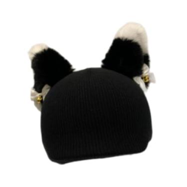 Imagem de UGPLM Capa para capacete de esqui, gorro de tricô divertido, protetor, acessório decorativo inovador para capacete de esqui, proteção de inverno para, Orelha Preta E Branca