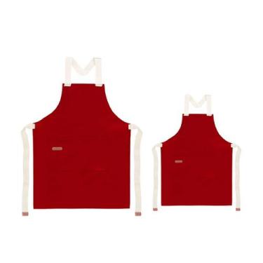 Imagem de Avental Infantil e Adulto Vermelho Algodao Cozinha Artes Pais e Filhos
