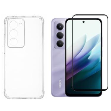 Imagem de Compátivel com Xiaomi Redmi 15 - Capa Capinha Anti Impacto Choque + Película de Vidro 3d, silicone transparente clear com bordas reforçadas e flexível com efeito cristal