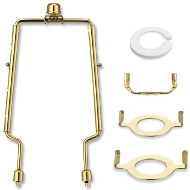 Imagem de Suporte de abajur, harpa de lâmpada ajustável de 25,4 cm, peças de hardware incluídas moldura e remates de latão, selim padrão, adaptador de montagem UNO base de luz E14 E26 E27, acessórios de suporte