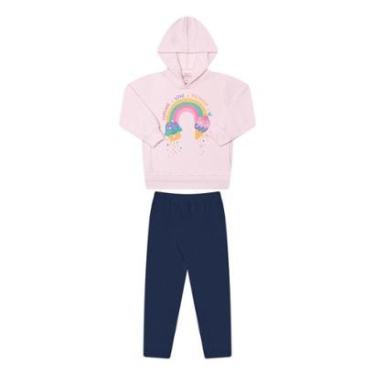 Imagem de Conjunto Bicho Bagunca Moletom Estampa Arco Iris Com Capuz-Feminino