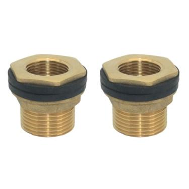 Imagem de DAN SPEED Conjunto de conectores de mangueira de jardim de latão, conector de tanque de água de latão encaixe de anteparo (2,5 cm a 3/10.2 cm 2 peças)