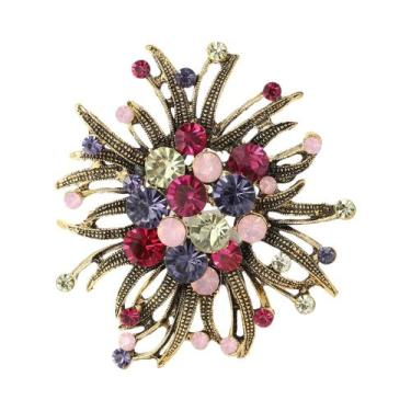 Imagem de Broches De Luxo Femininos Com Strass Em Formato De Flor, Alfinetes De 
