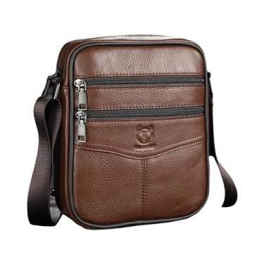 Imagem de Bolsa De Ombro Masculina De Couro De Alta Capacidade Multifuncional Em
