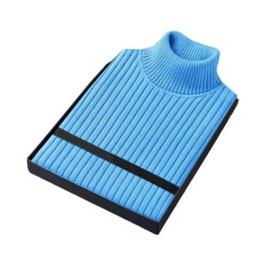 Imagem de Suéter Masculino Slim Fit De Manga Longa Com Gola Alta, Casual, Listra