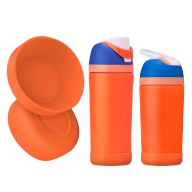 Imagem de 2 peças de bota de garrafa de silicone para garrafas de água Owala Kids, compatível com Owala FreeSip 473 ml, 340 g, copo infantil de 425 g, flip 397 g de grau alimentício antiderrapante, resistente a