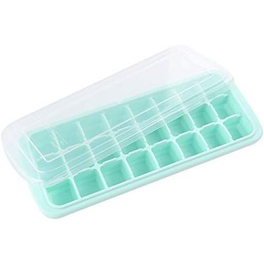 Imagem de Forma de Gelo Silicone com Tampa Recipiente para 24 Cubos Congelados Ideal Bares Residências e Festas