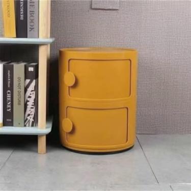 Imagem de Armário de banheiro pequeno - Mesa de cabeceira redonda moderna com gavetas deslizantes, mesa de canto versátil para sala de estar, quarto e banheiro