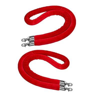 Imagem de Conjunto de corda de veludo vermelho - 2 peças de barreira de controle de multidão elegante de 2,5 m para casamentos, festas, eventos e adoração - Corda de segurança de luxo para bailes de máscaras e