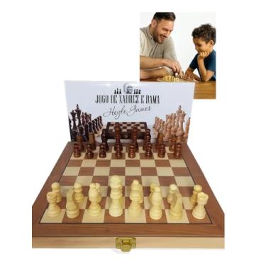 Imagem de Jogo de Xadrez e Dama em Madeira, Tabuleiro Profissional 30x30 cm, Peças com Acabamento de Qualidade, 2 Jogadores, a partir de 8 Anos