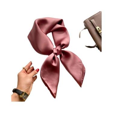 Imagem de Lenço Hijab De Seda Satinada De 70cm Em Cor Sólida Para Mulheres, Lenç