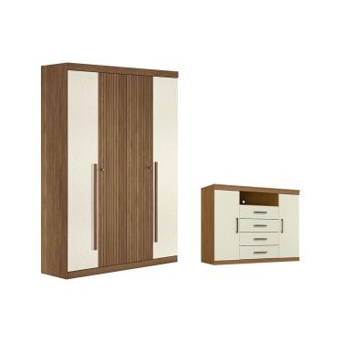 Imagem de Quarto Completo Modu +1Cômoda QC339 Jatoba/Areia - Santos Andirá