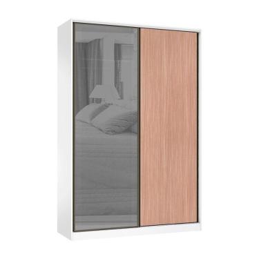 Imagem de Guarda Roupa 2 Portas De Correr 3 Gavetas 159cm Com Vidro Reflecta Prata Prime Luciane Móveis