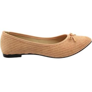 Imagem de Sapatilha Moleca Veludo Canelada Laço Ponta Fina Feminina-Feminino