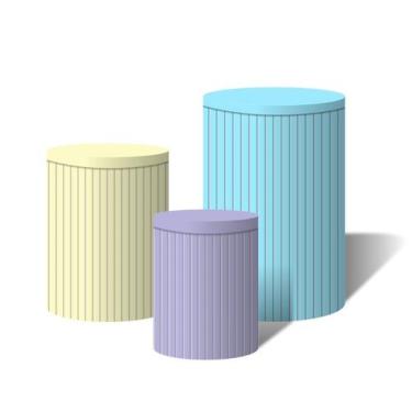 Imagem de Trio Capas Para Cilindro Versátil Ripados Lilas Amarelo Azul Turquesa 