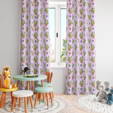 Imagem de Cortina Tecido Oxford Quarto Infantil Cacto Baby - 280x220cm - Core De