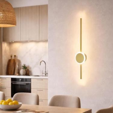 Imagem de Luminária Arandela Parede 60cm Barra LED 24 Watts Gimpo KJBD-163, Dour