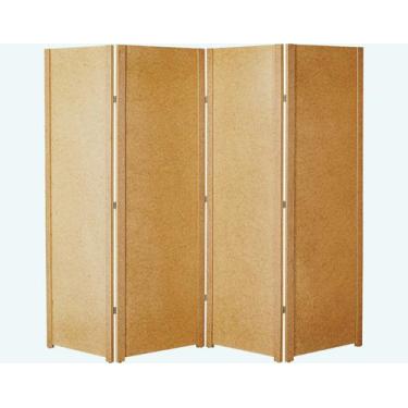 Imagem de Biombo 4 Folha Liso Fechado Ripado MDF Cru Divisor Madeira Painel Mdf 