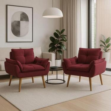 Imagem de Kit 2 Poltronas Decorativa Opala Luxo Suede Confortável Pés Palito - A
