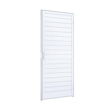 Imagem de Porta de Alumínio de Giro Lambri com Maçaneta 215x65cm Abertura Direita Riobras Aluminio Branco