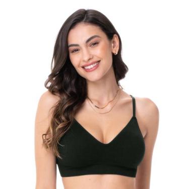 Imagem de Sutiã Rib Com Bojo Fixo Decote Profundo Sem Costura Preto - Zee Rucci,