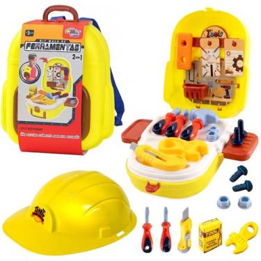 Imagem de Maleta Construtor 3 em 1 Ferramentas Mochila Capacete 22 Pçs - Flix M