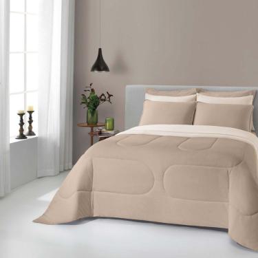 Imagem de Edredom Liverpool Casal Padrão 1 Peça Dupla Face Tecido Malha Fio 30/1 Penteado 100% Algodão - Bege/marfim