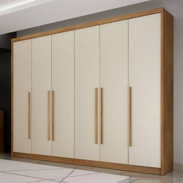 Imagem de Guarda-Roupa Casal Paraíso 6 Portas 8 Gavetas 100% Mdf Cumaru/Marrom Claro - Pnr Móveis