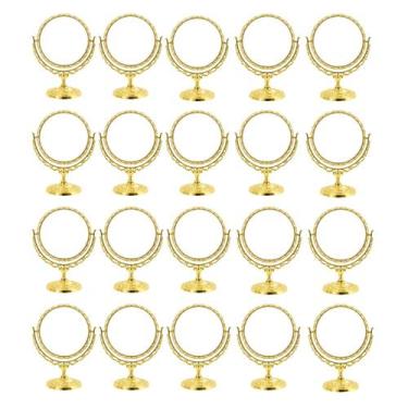 Imagem de 20 Espelhos de Mesa Princesa P/ Maquiagem 360g Dourado Redondo - Brafe