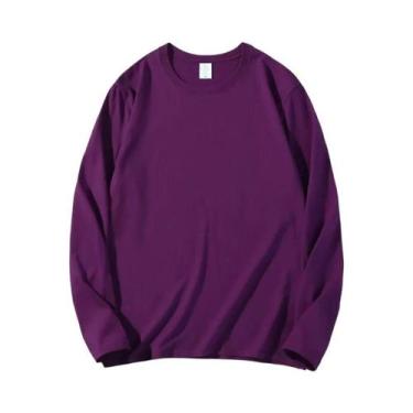 Imagem de Camisetas Femininas De Algodão De Manga Longa Com Decote Redondo, Esti