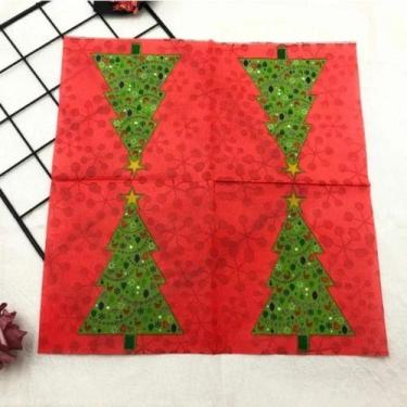 Imagem de Guardanapo De Papel Colorido Com Estampa De Árvore De Natal, 33cm, Par