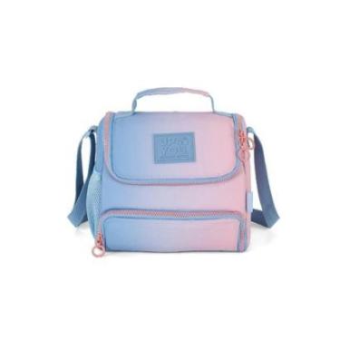Imagem de Lancheira Escolar Juvenil Média Transversal Crinkle Bicolor com Bolso Luara Up4you-Feminino