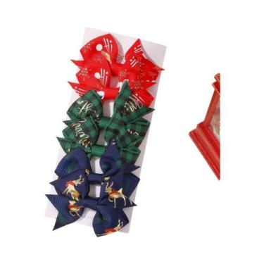 Imagem de Conjunto De Presilhas De Cabelo Com Laços De Fita De Natal Para Crianç