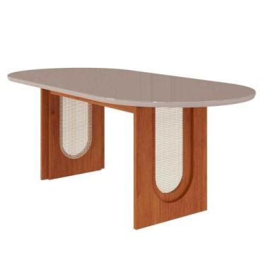 Imagem de Mesa para Sala de Jantar Oval 210cm Valentina Cimol Cinamomo/Off White