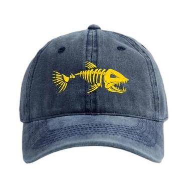 Imagem de Boné Masculino Desgastado Com Estampa De Espinha De Peixe Para Verão, 
