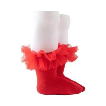 Imagem de Meias Até O Joelho Para Bebês Meninas, Algodão Macio, Renda De Malha C