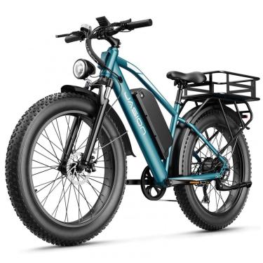 Imagem de Bicicleta elétrica Jasion EB5 MAX azul pneus 26x4 motor 750W nominal 2000W pico bateria 48V 15Ah 720Wh quadro aço carbono 7 marchas 110V