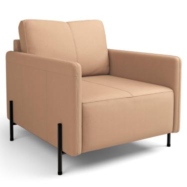 Imagem de Poltrona Decorativa Domani L06 Couro Marrom Lyam Decor