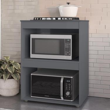 Imagem de Balcão para Cooktop e Forno Microondas 75cm Adriana Cinza - Ajl Móveis