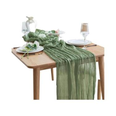 Imagem de Caminho De Mesa Boho Em Gaze De Algodão 40x270cm Rústico Transparente 