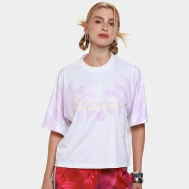 Imagem de Camiseta Adidas Tiro Cg Ho T Feminina, Branco, Lilás, M