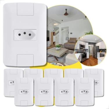 Imagem de 10 Conjunto Tomada 20A Tramontina Simples 250v 2P+T Aria Branca parafu