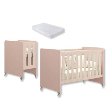 Imagem de Berço Americano 4 em 1 Evolution Rosa com Colchão para Min i Berço