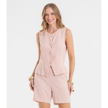 Imagem de Shorts Feminino em Linho Dianna Rosa, PP, Rosa