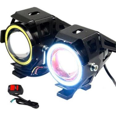 Imagem de Farol De Milha Moto U7 3 Efeitos Pisca Alta Baixa Angel Eyes - U7AA