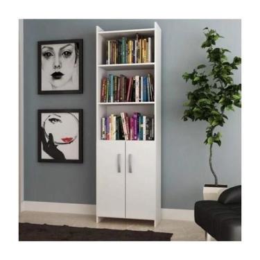 Imagem de Estante Livreiro 2 Portas 52cm Branco Organizador - Evidencia Moveis