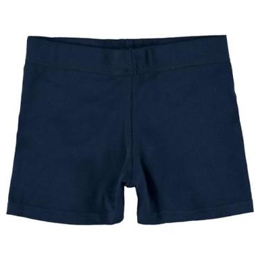 Imagem de Short Infantil Menina Básico Cotton Liso Curto Azul Malwee Kids Verão,