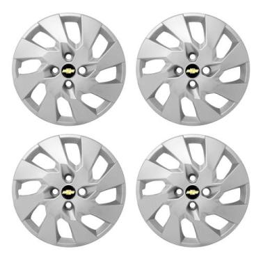 Imagem de Jogo Calota Aro 14 GM Onix/Prisma Prata emblema resinado Preto - GFM