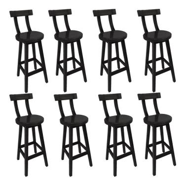 Imagem de Kit 8 Assentos Altos Girafa Madeira com Encosto Reforçado para Bar Gourmet Bancada Mode...