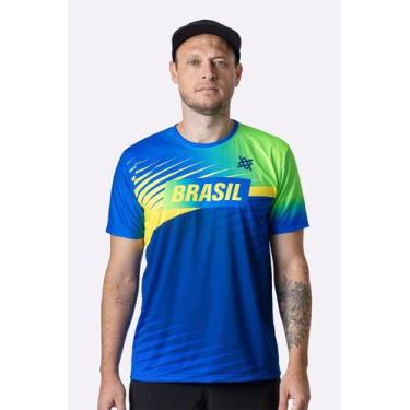 Imagem de Camiseta Dry Fit HUPI Brasa 4 Masculina, Azul, Verde, Amarelo, M